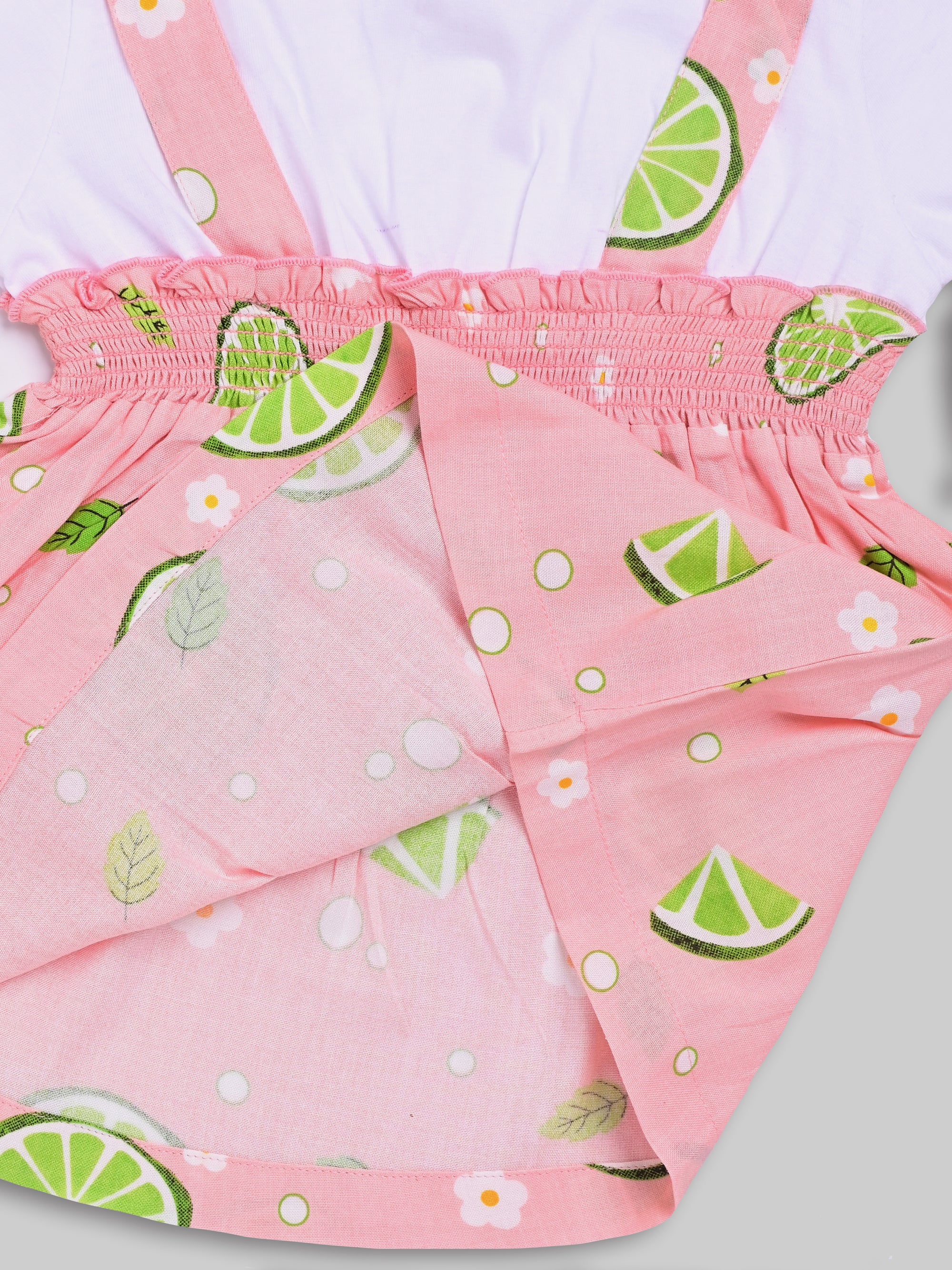 DTD White & Pink Color Bottom Lemon Printed Baby Panty Frock Set G-H/S-050B