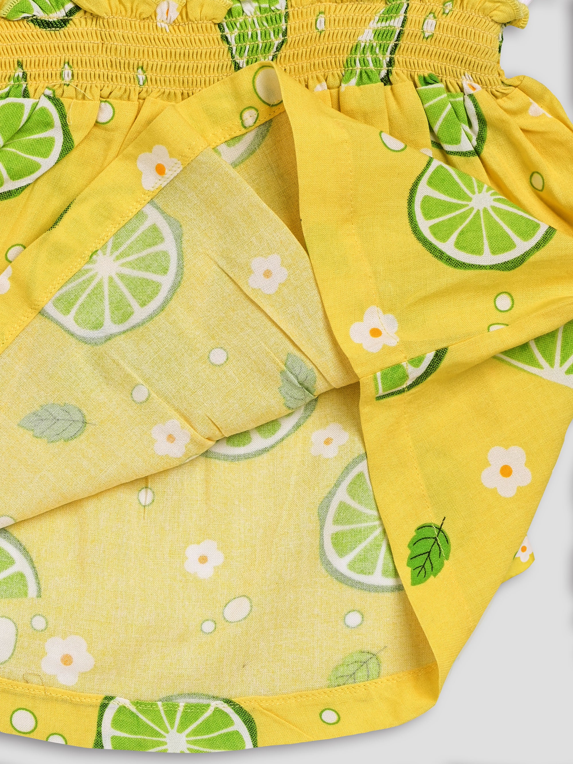 DTD White & Yellow Color Bottom Lemon Printed Baby Panty Frock Set G-H/S-050A
