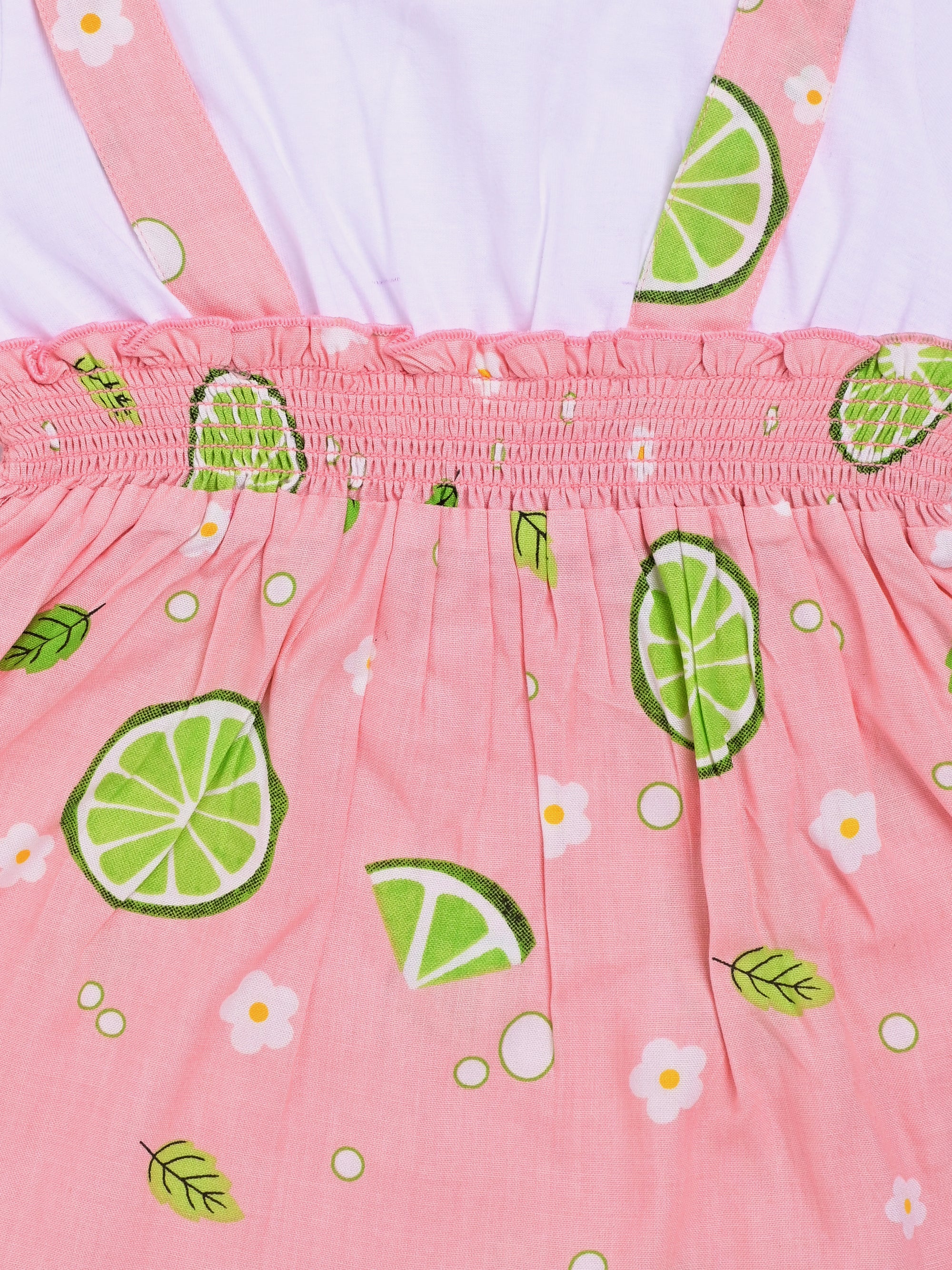 DTD White & Pink Color Bottom Lemon Printed Baby Panty Frock Set G-H/S-050B