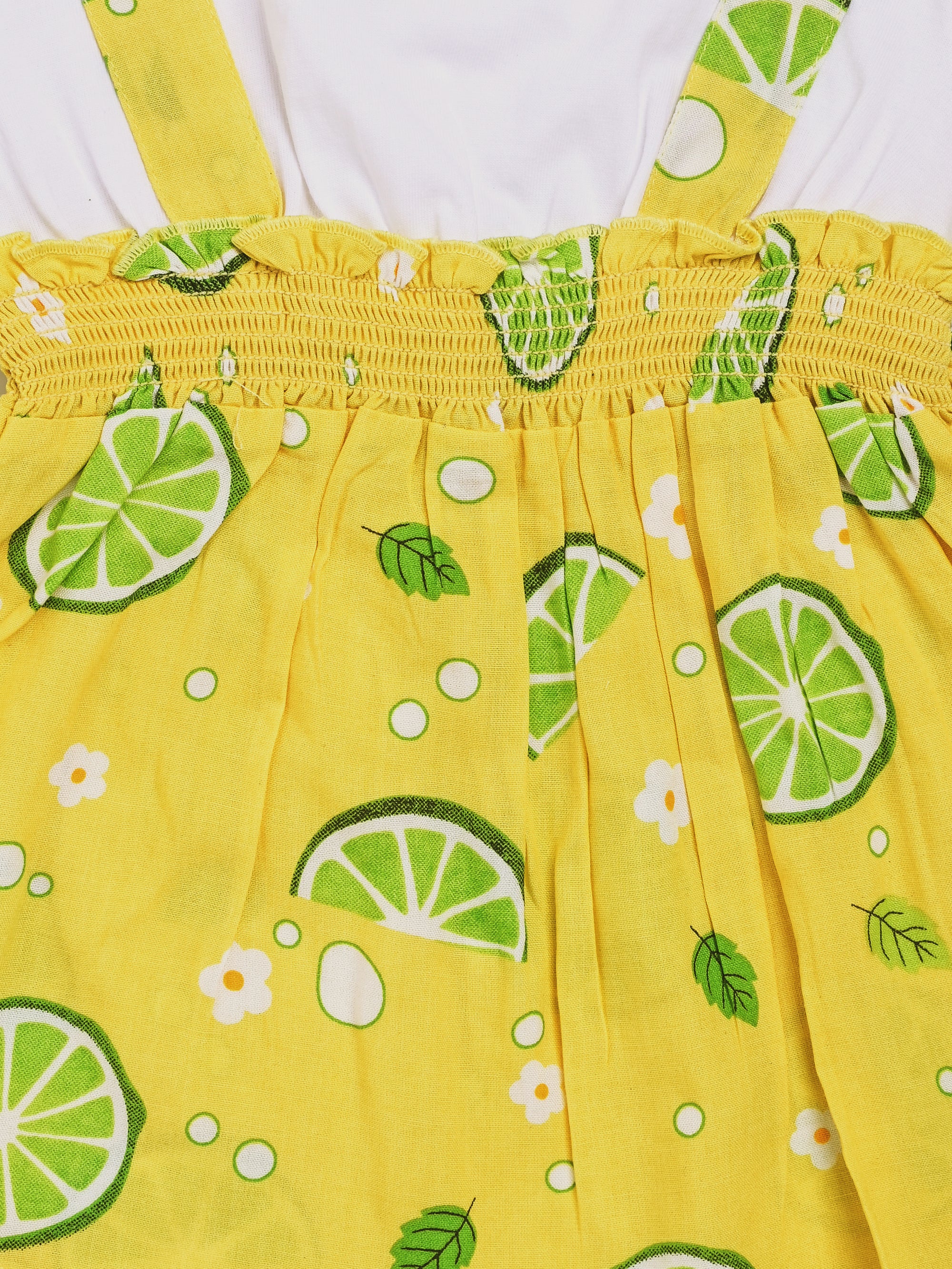 DTD White & Yellow Color Bottom Lemon Printed Baby Panty Frock Set G-H/S-050A