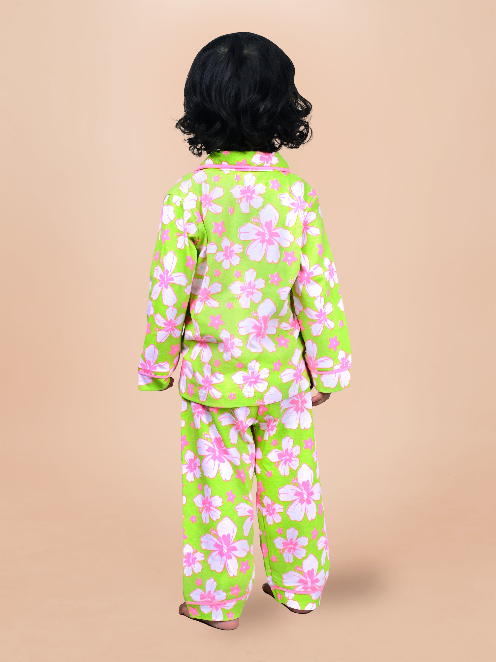 Green Allover Printed Baby Girls Night Suit G-F/S-NS-01