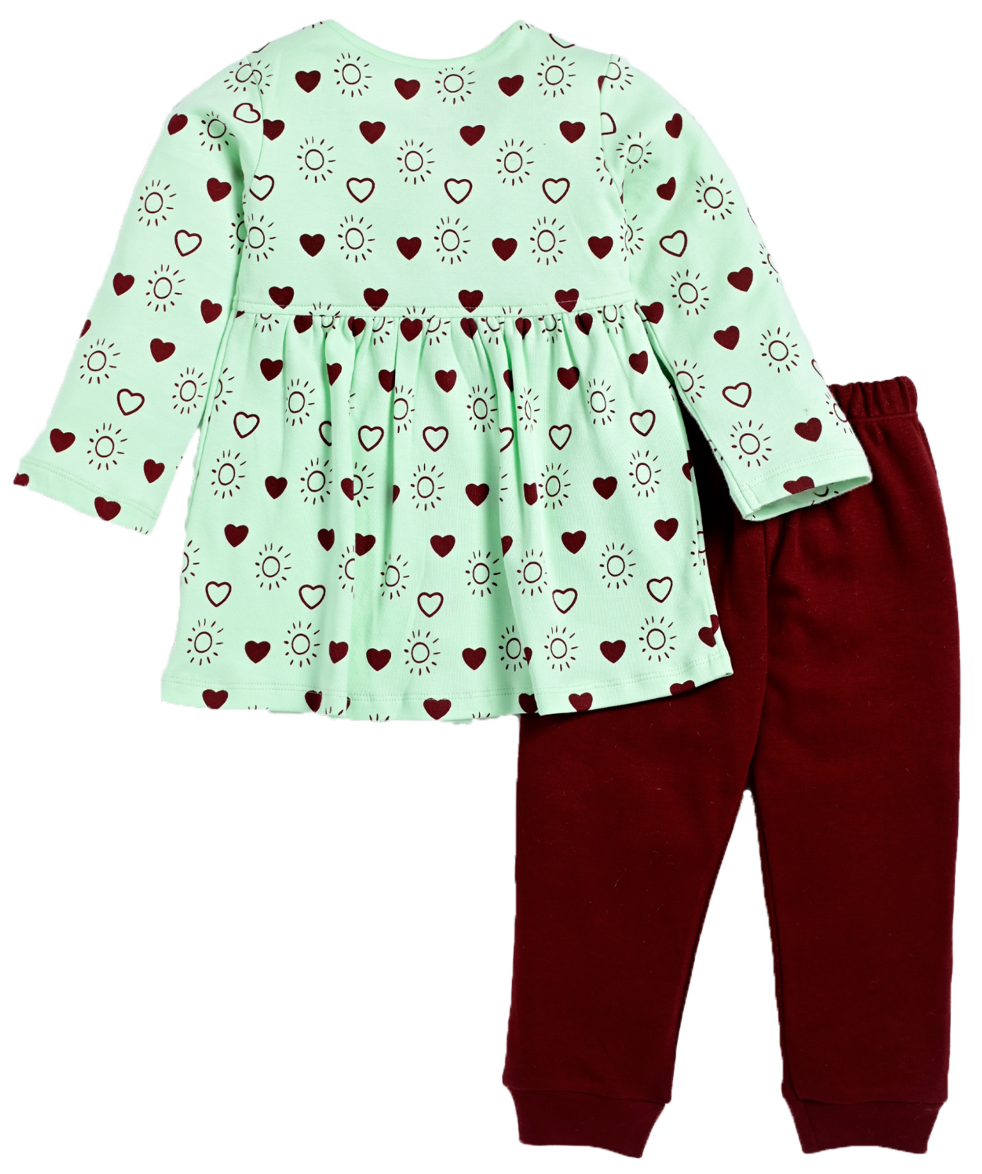 D2D All Over Full Sleeve Mint Color Front Open Top with Pink Pant G-FO-19_Mint