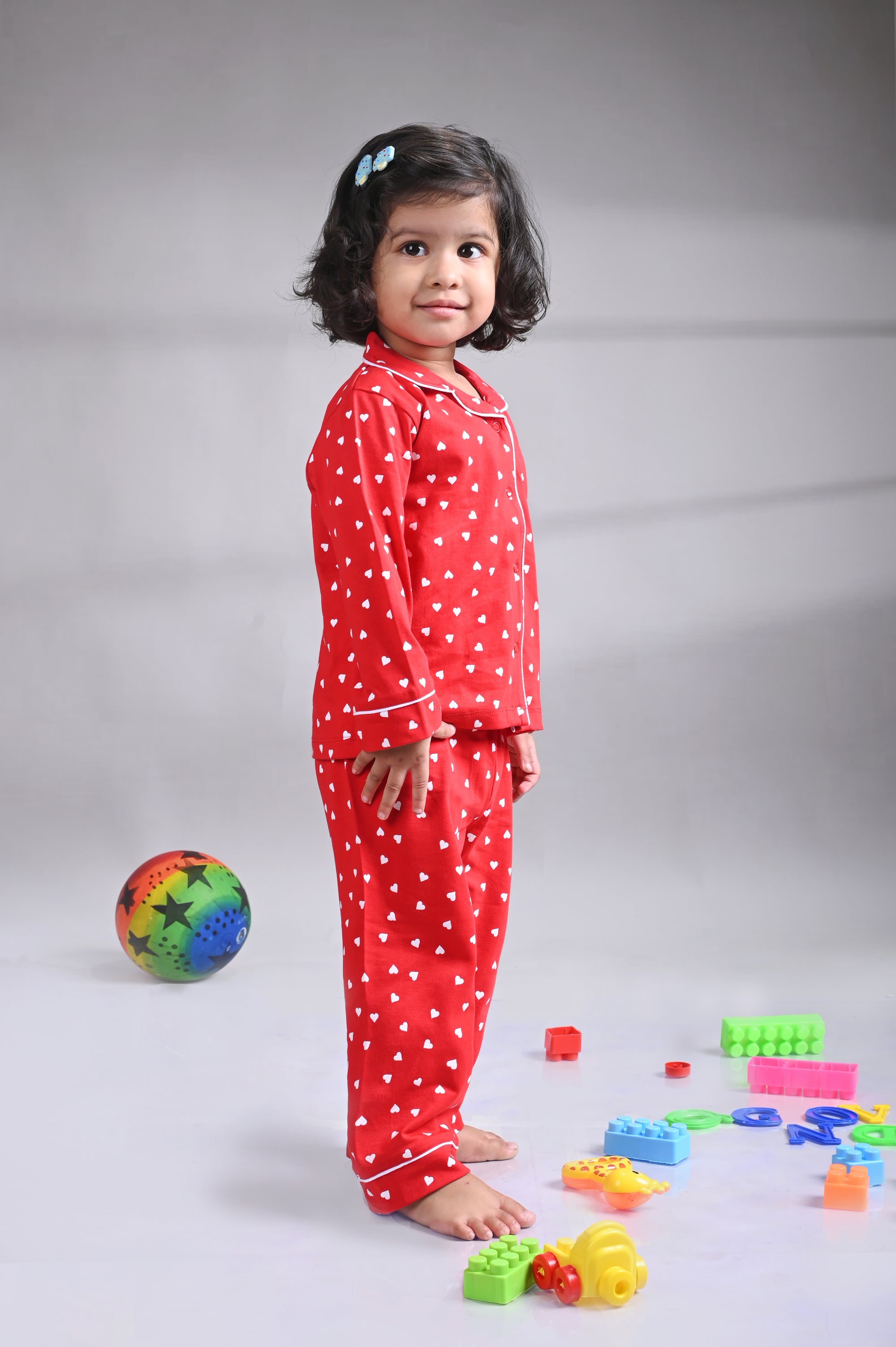 Dear To Dad Red Color AOP Love Printed Full Sleeve Baby Night Suit G-NS-06B