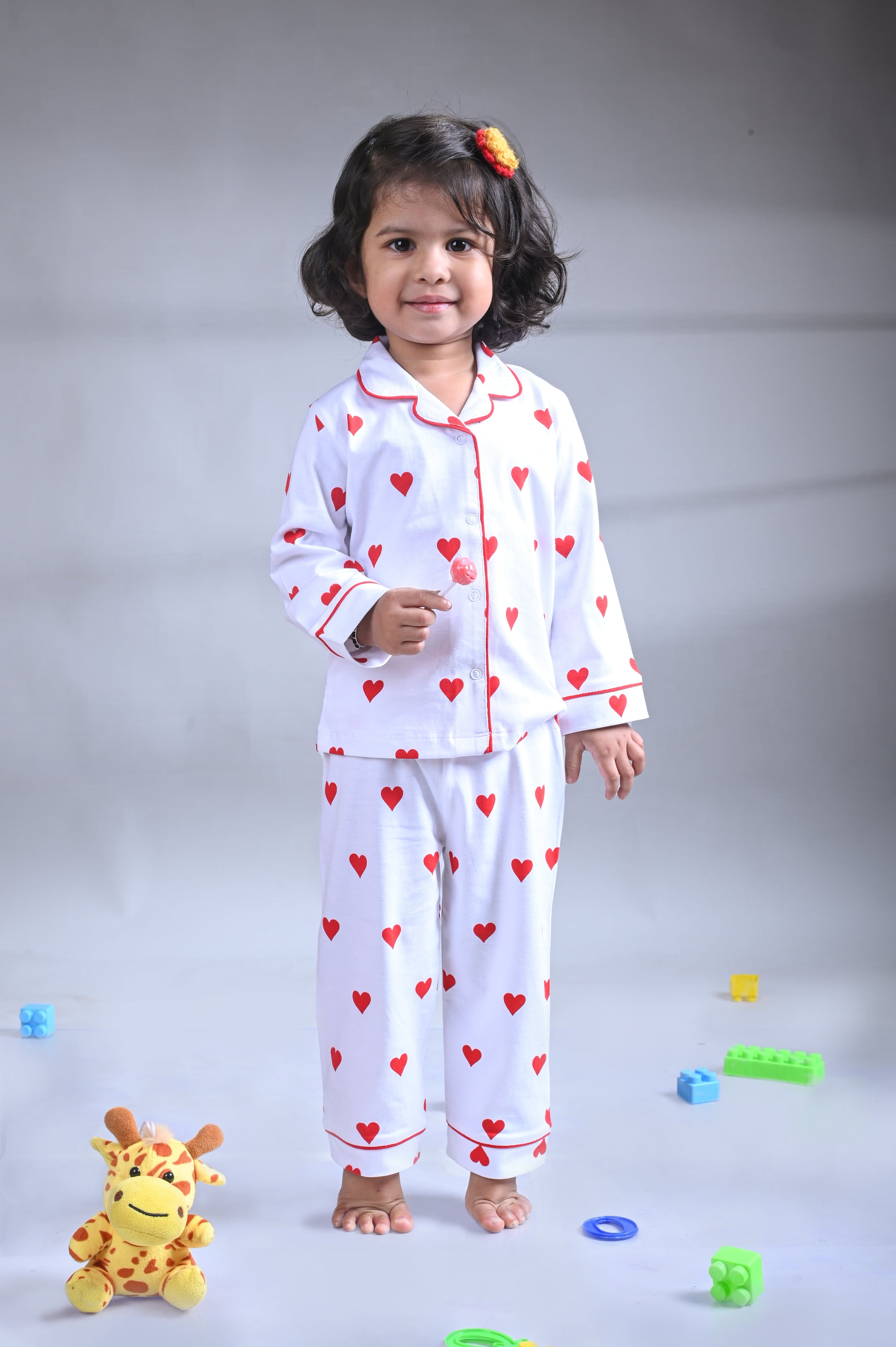 Dear To Dad White Color AOP Love Printed Full Sleeve Baby Night Suit G-NS-06A