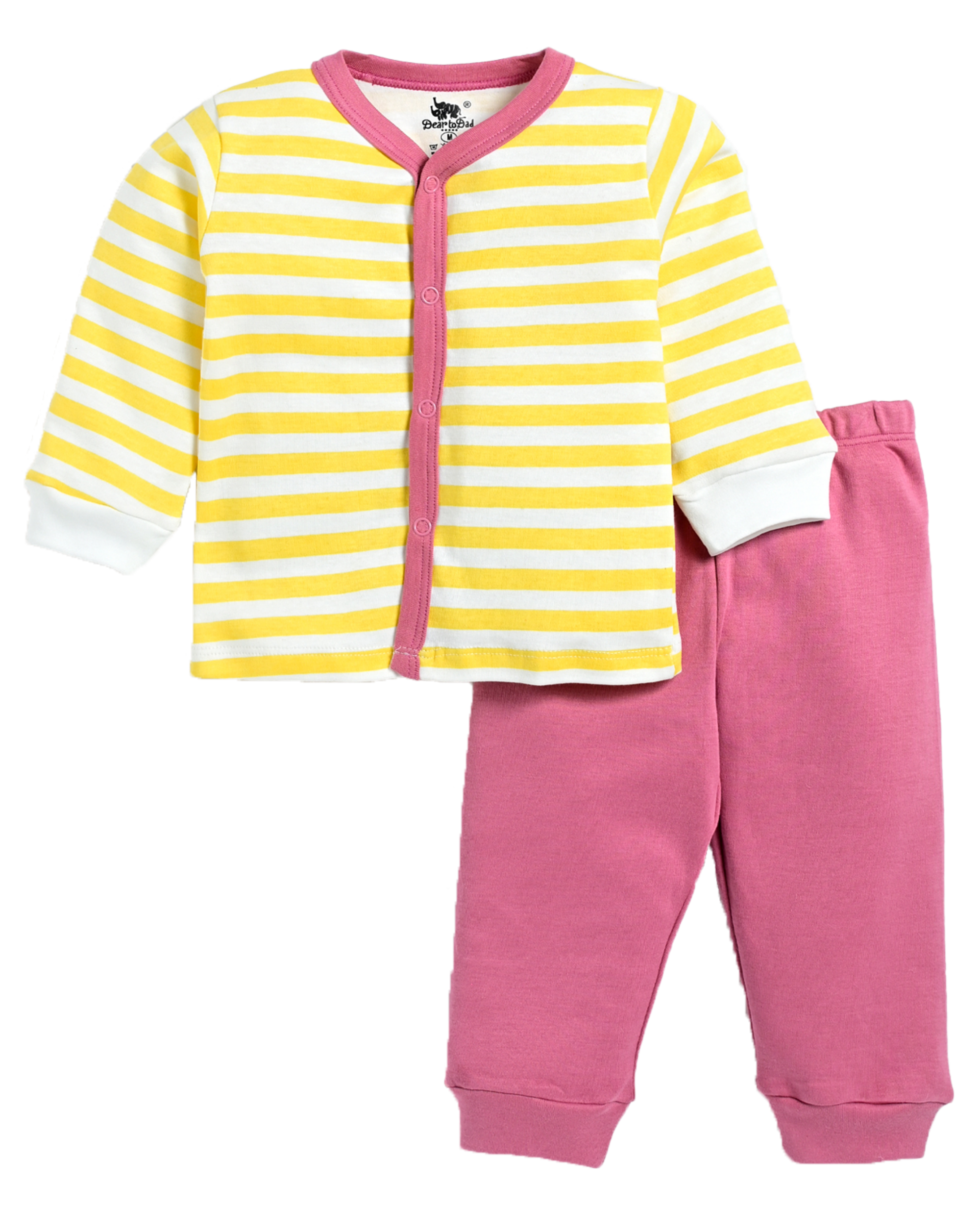 D2D All Over Full Sleeve Yellow Color Front Open Top with Pink Pant G-FO-23_Yellow