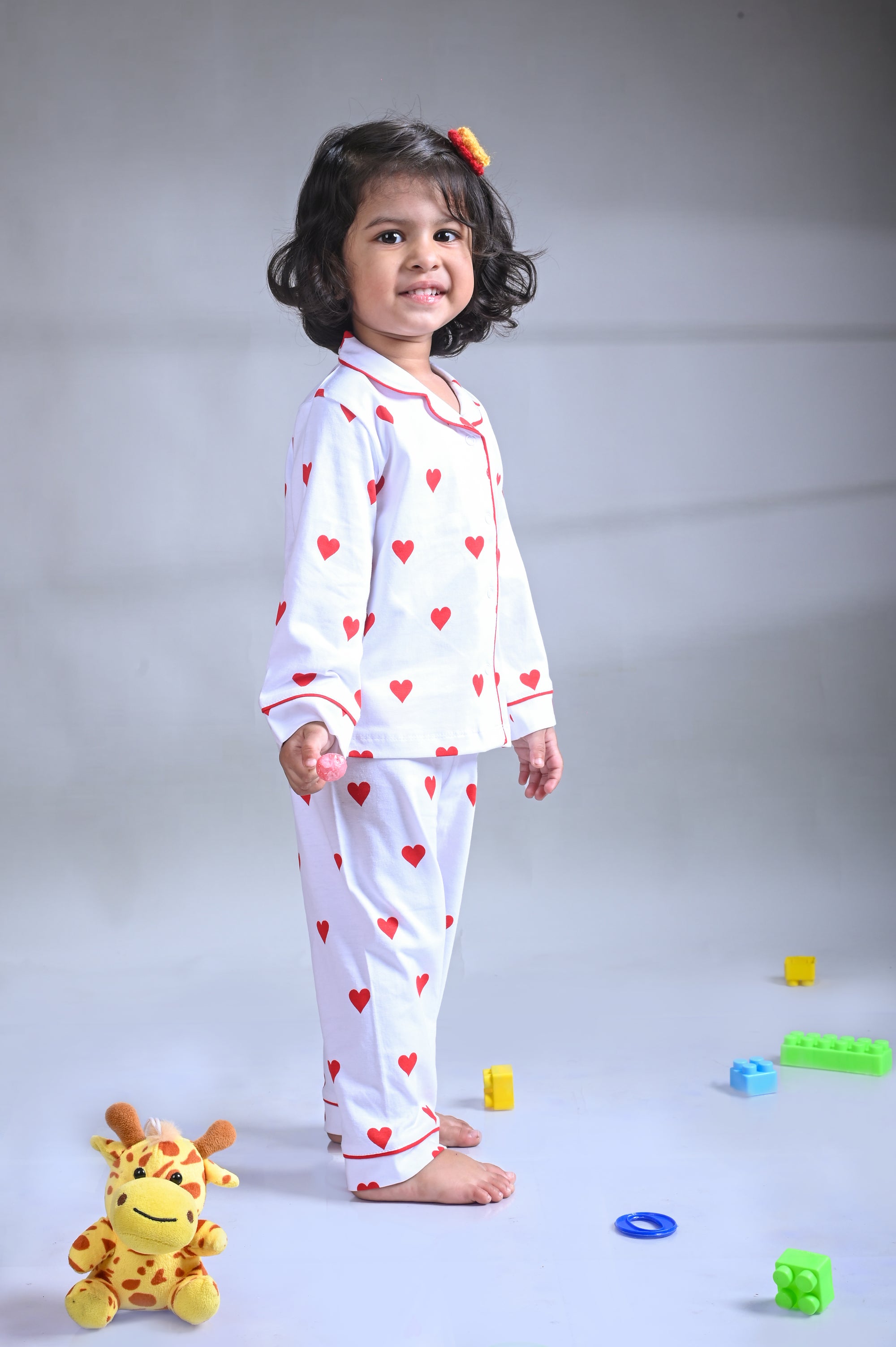 Dear To Dad White Color AOP Love Printed Full Sleeve Baby Night Suit G-NS-06A