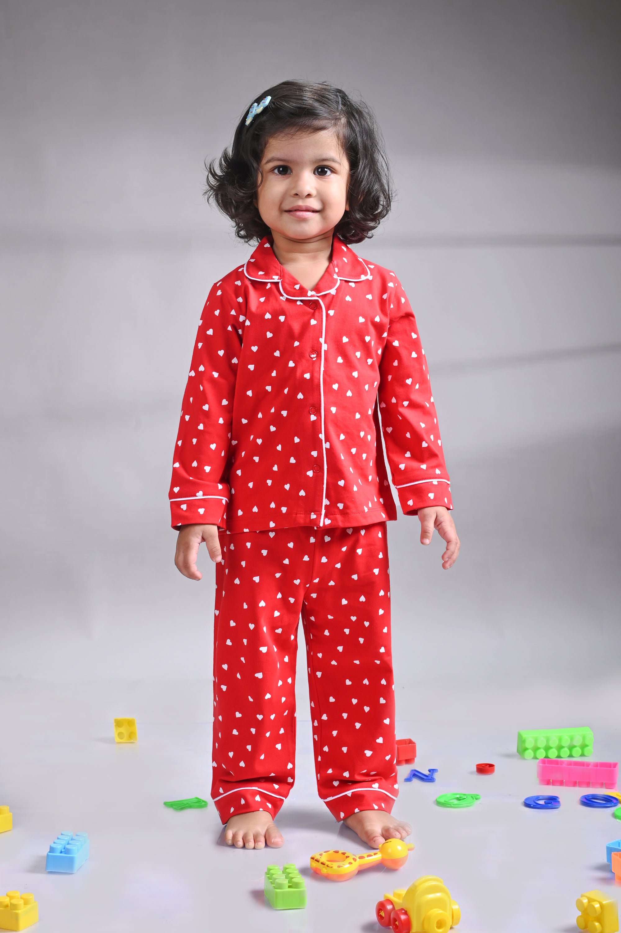 Dear To Dad Red Color AOP Love Printed Full Sleeve Baby Night Suit G-NS-06B