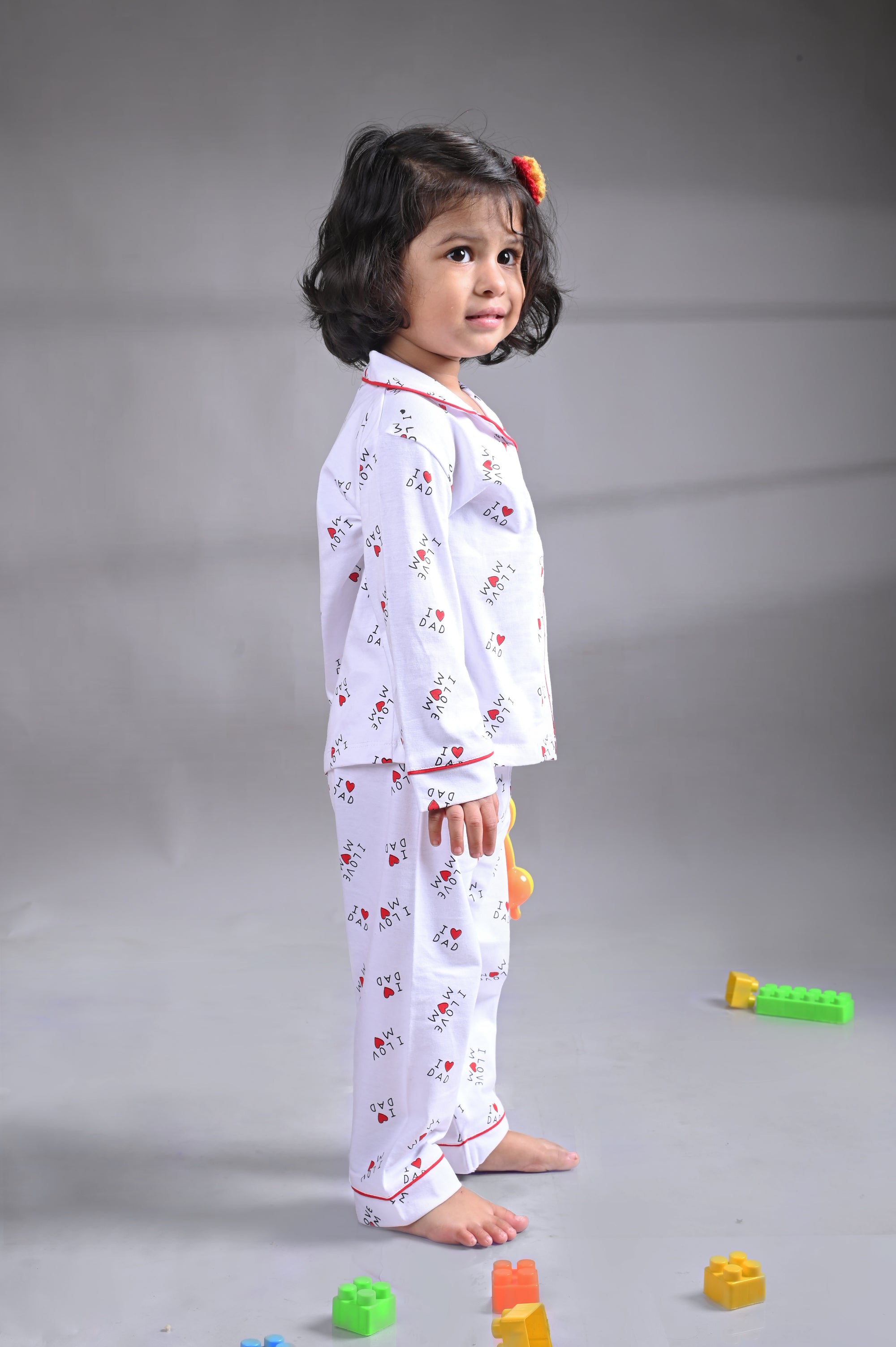 Dear To Dad White Color AOP I Love Dad Printed Full Sleeve Baby Night Suit G-NS-06C