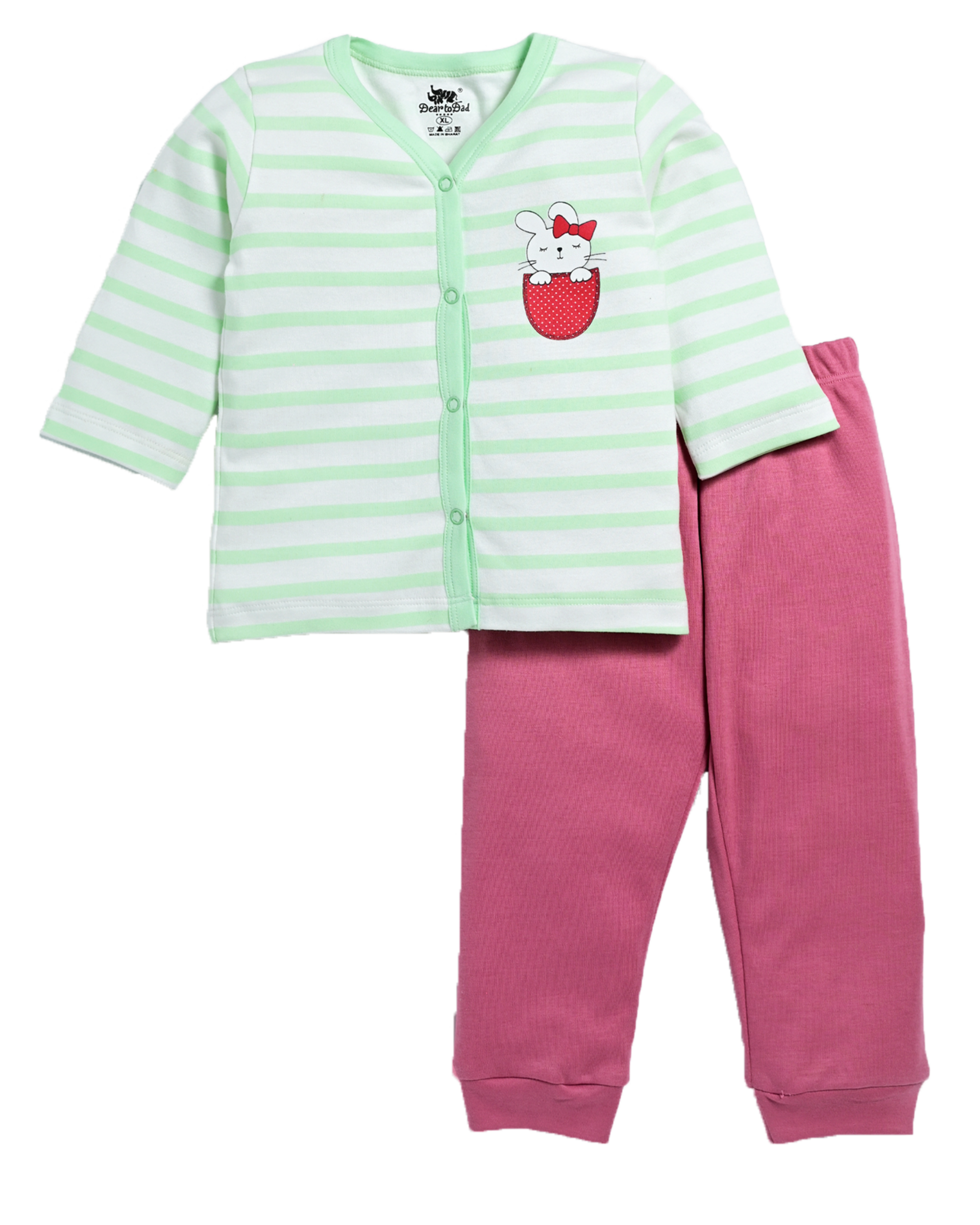 D2D All Over Full Sleeve Aqua Green Front Open Top with Pink Pant G-FO-21_Pink