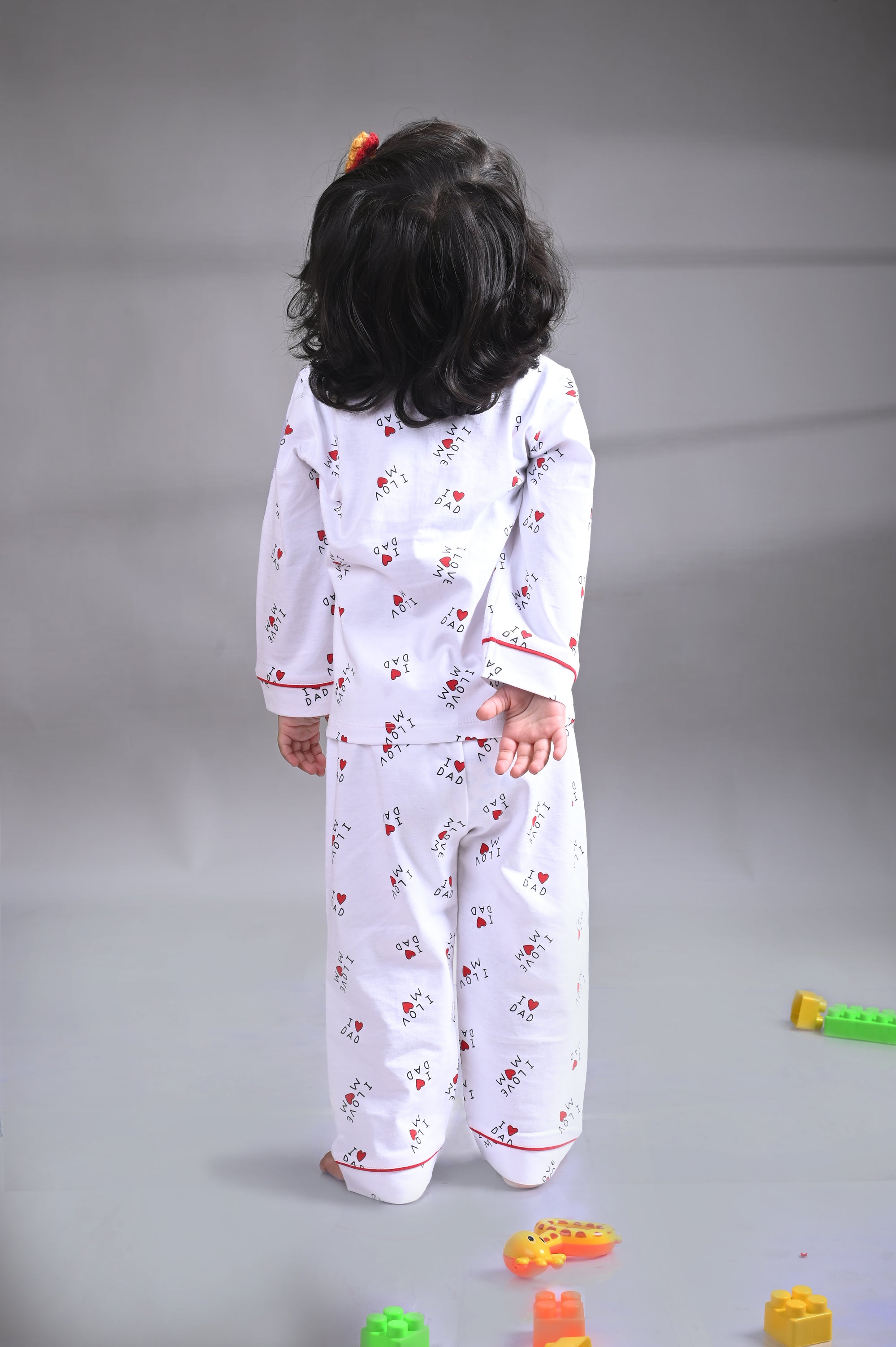 Dear To Dad White Color AOP I Love Dad Printed Full Sleeve Baby Night Suit G-NS-06C