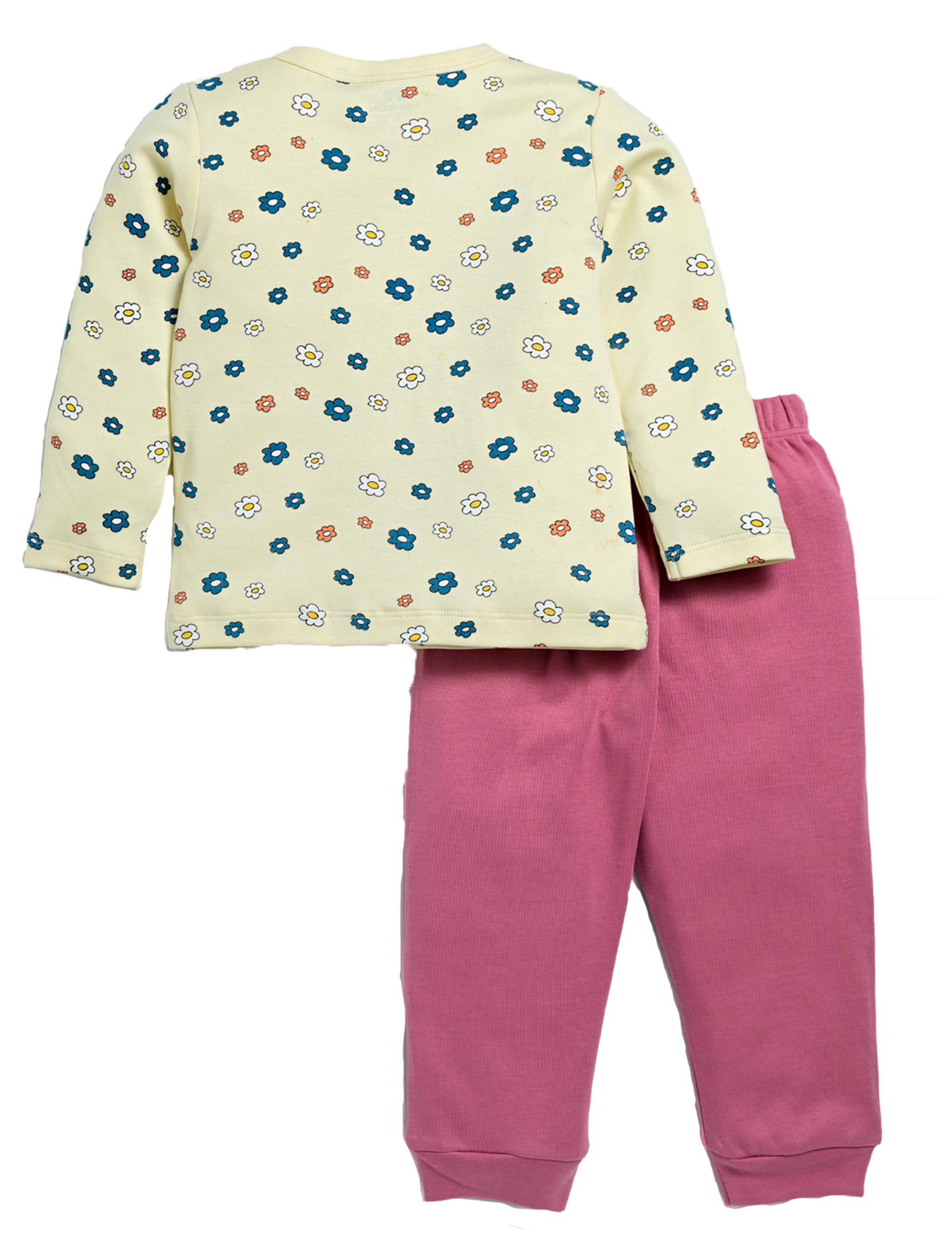 D2D All Over Full Sleeve Cream Color Front Open Top with Pink Pant G-FO-21_Cream