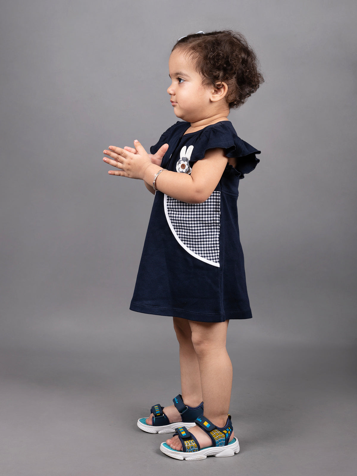 Dear To Dad Pure Cotton Navy Blue Color Girls  Frock FRK-010