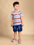 Dear To Dad Pure Cotton Half Sleeve Crochet Fabric Denim Boys Set B-HSD-836