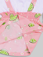 DTD White & Pink Color Bottom Lemon Printed Baby Panty Frock Set G-H/S-050B