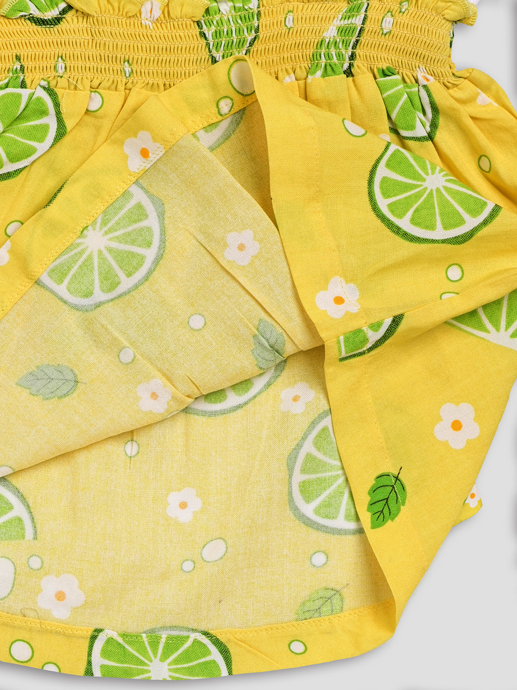 DTD White & Yellow Color Bottom Lemon Printed Baby Panty Frock Set G-H/S-050A