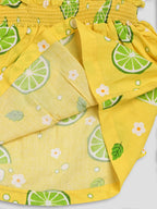 DTD White & Yellow Color Bottom Lemon Printed Baby Panty Frock Set G-H/S-050A