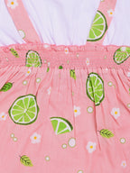 DTD White & Pink Color Bottom Lemon Printed Baby Panty Frock Set G-H/S-050B