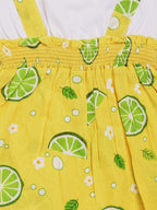DTD White & Yellow Color Bottom Lemon Printed Baby Panty Frock Set G-H/S-050A