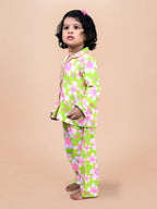 Green Allover Printed Baby Girls Night Suit G-F/S-NS-01