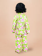 Green Allover Printed Baby Girls Night Suit G-F/S-NS-01