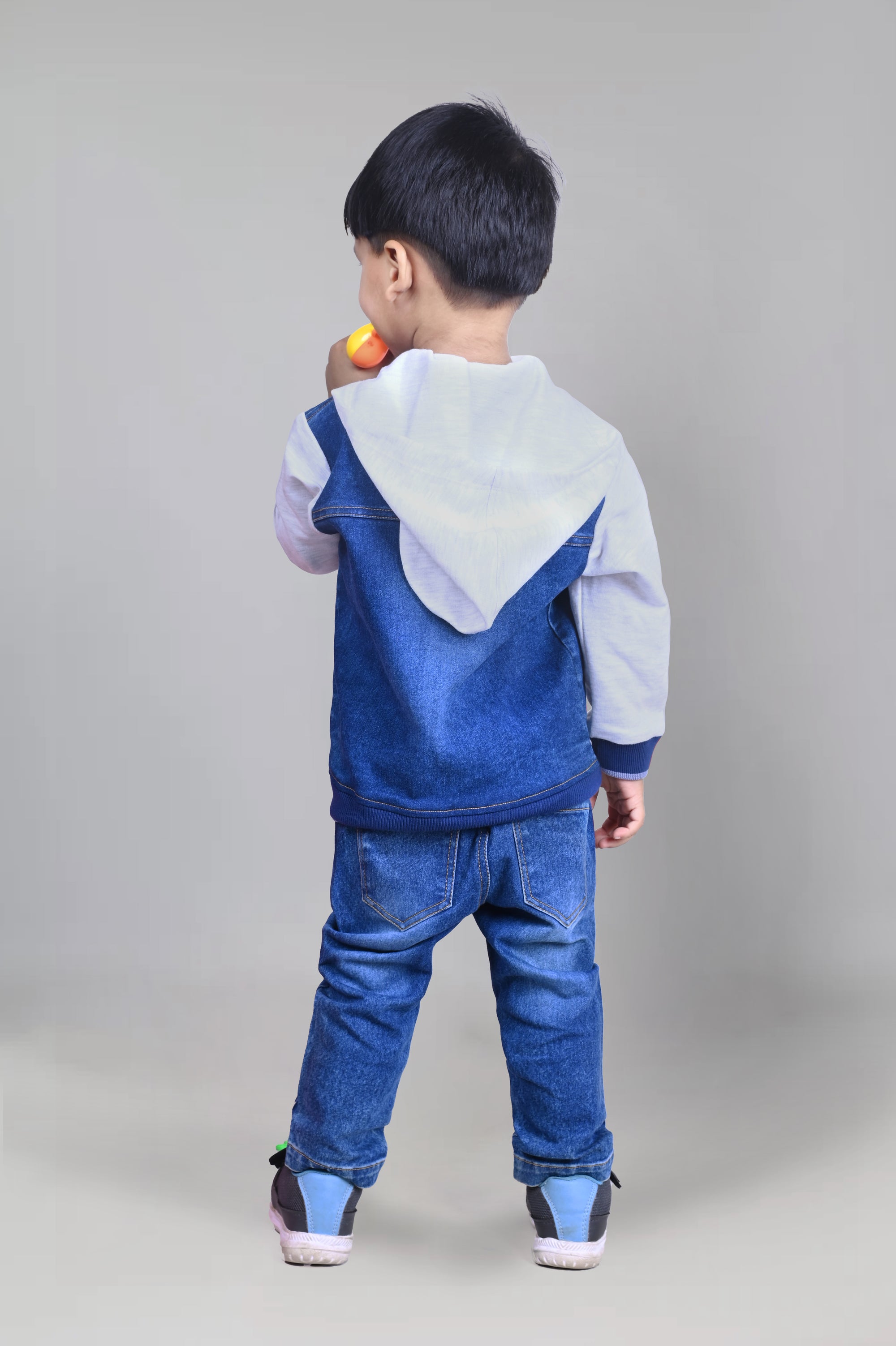 DTD Blue & Grey Color Full Sleeve Hoodie Denim Pant Set for Boys B-FSD-838