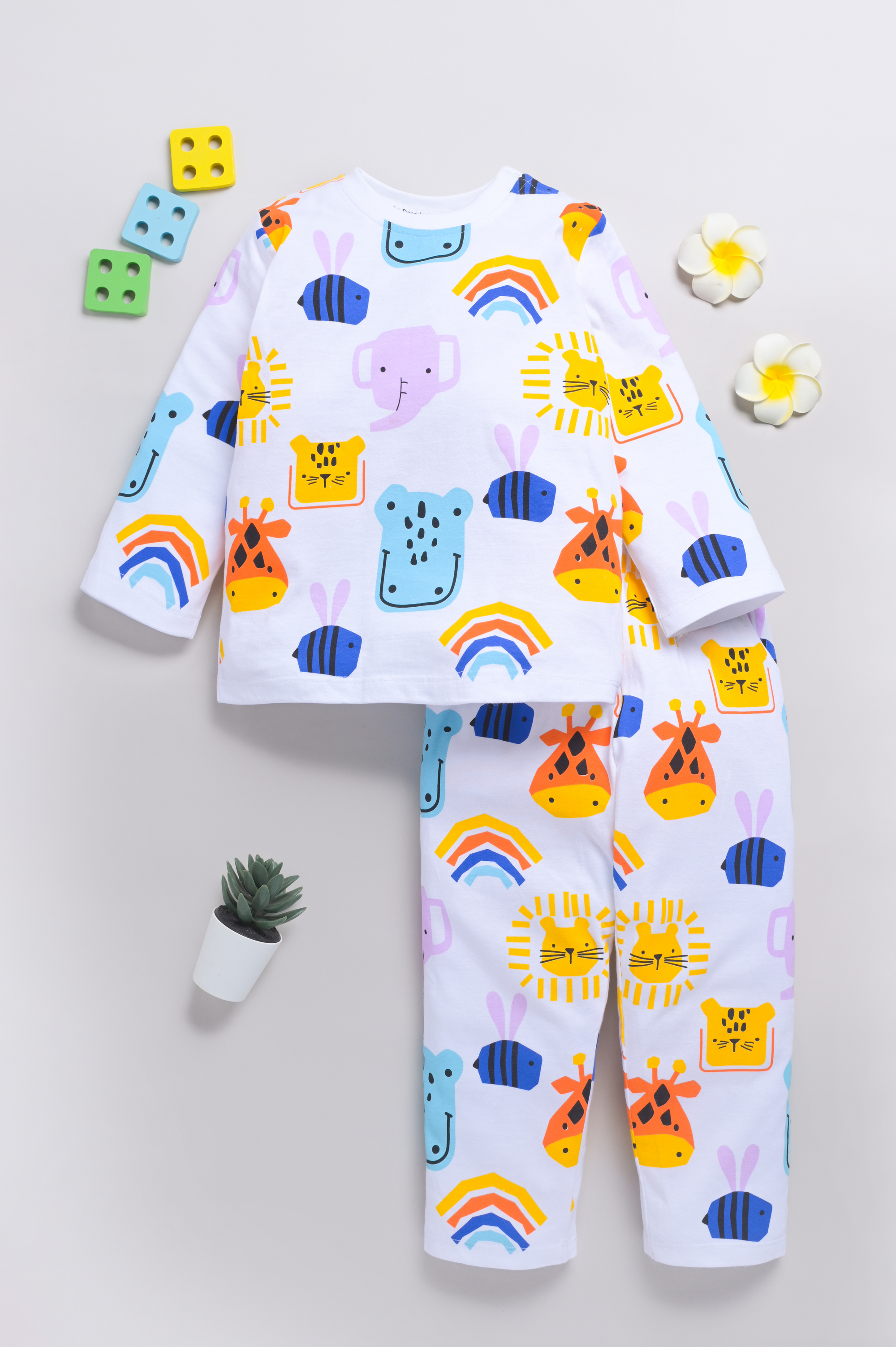 DTD Pure Cotton Full Sleeve All Over Printed Boys Night Suit B-FS-NS-18