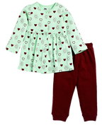 D2D All Over Full Sleeve Mint Color Front Open Top with Pink Pant G-FO-19_Mint