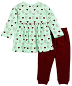 D2D All Over Full Sleeve Mint Color Front Open Top with Pink Pant G-FO-19_Mint