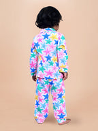 White Multi Allover Star Printed Baby Girls Night Suit G-F/S-NS-04