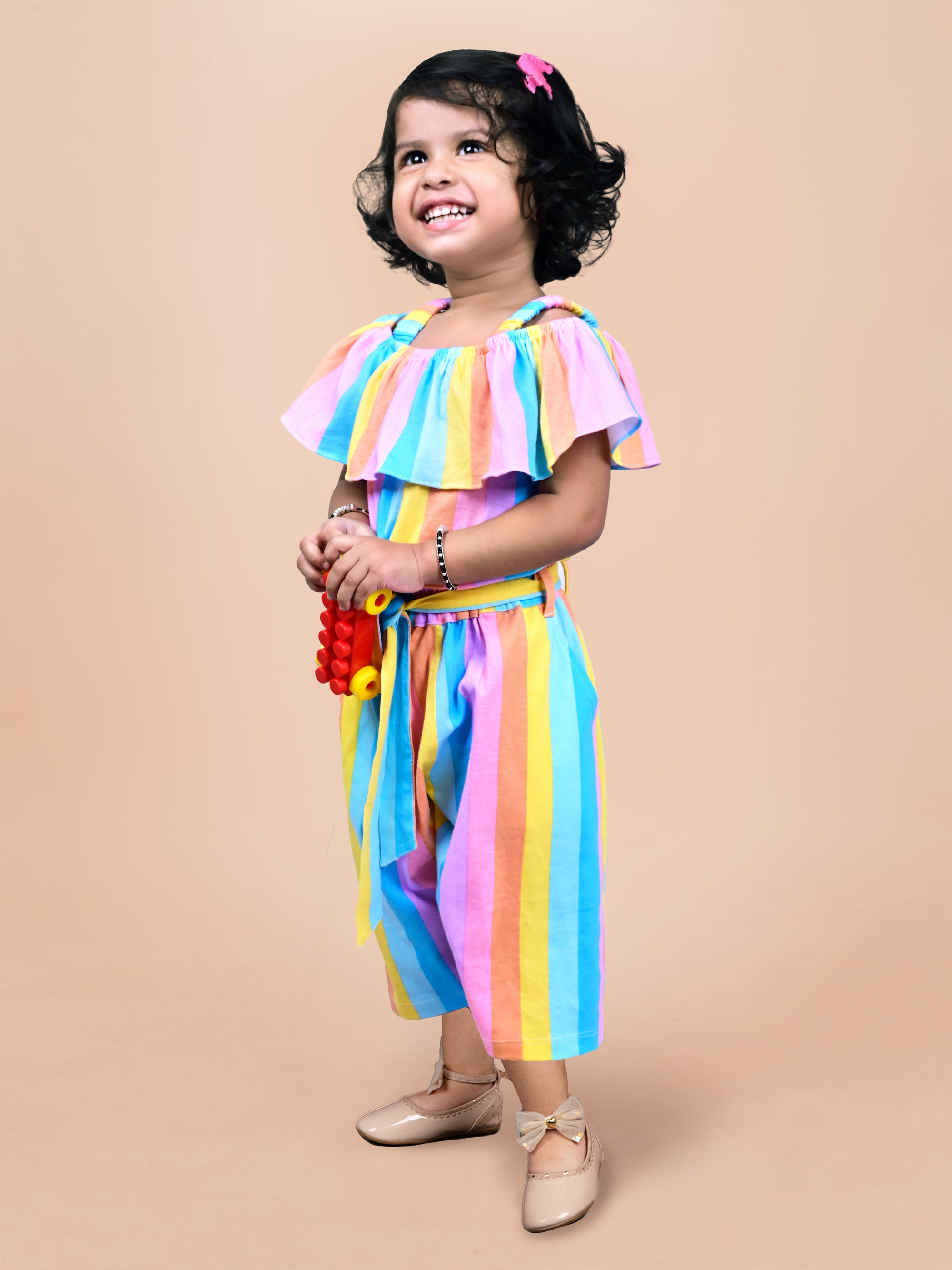DTD Pure Cotton All Over Rainbow Printed Girls Jump Suit G-JUM -001