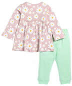 D2D All Over Flower Printed Full Sleeve Frock with Aqua Green Pant G-FO-19_Mistyrose