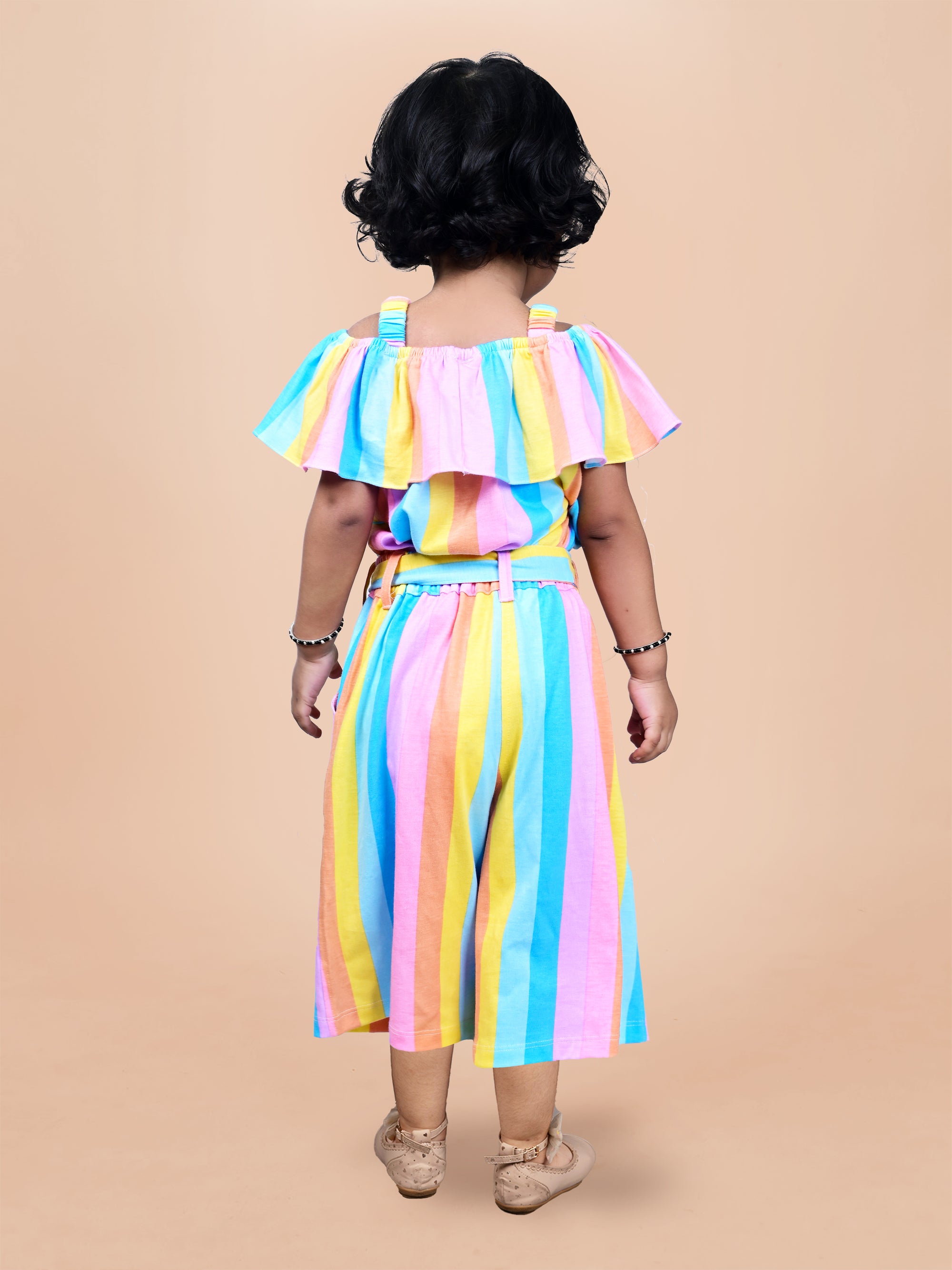 DTD Pure Cotton All Over Rainbow Printed Girls Jump Suit G-JUM -001