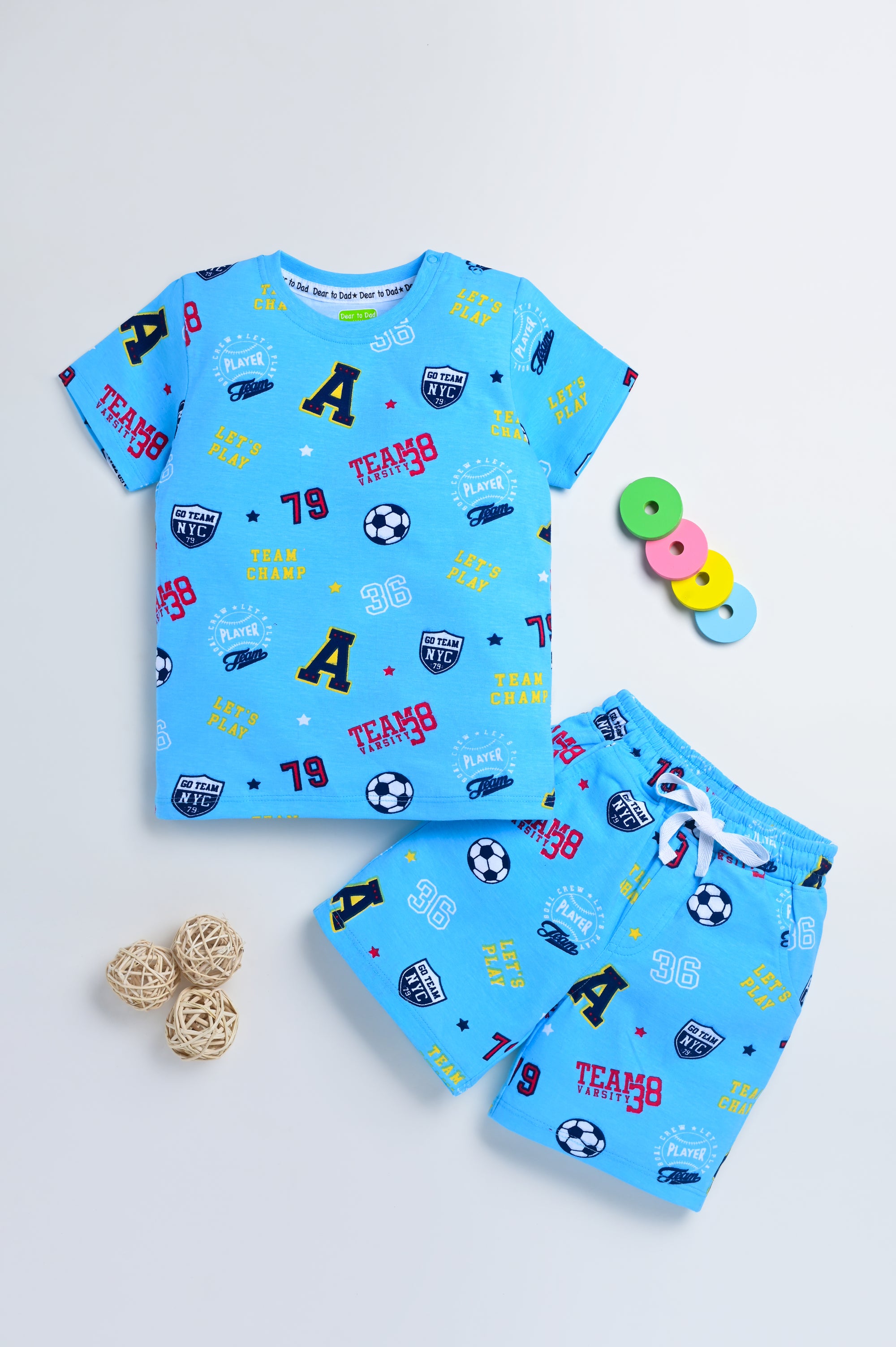 Dear To Dad Pure Cotton AOP Printed Half Sleeve Boys Co-ord Set HS-COS-09