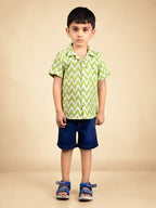 Dear To Dad Pure Cotton Half Sleeve Crochet Fabric Denim Boys Set B-HSD-831