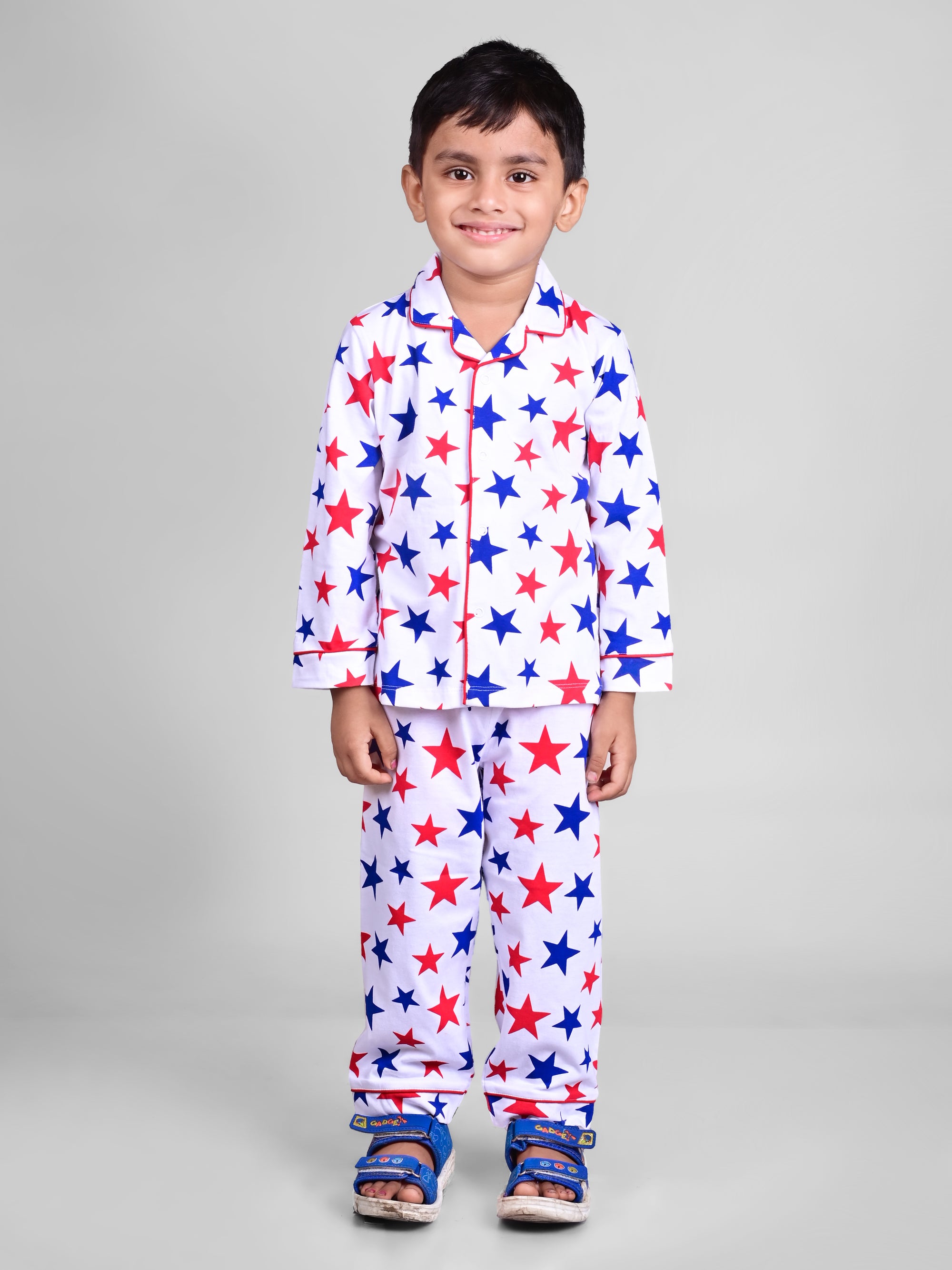 DTD Pure Cotton Full Sleeve All Over Printed Boys Night Suit B-FS-NS-30