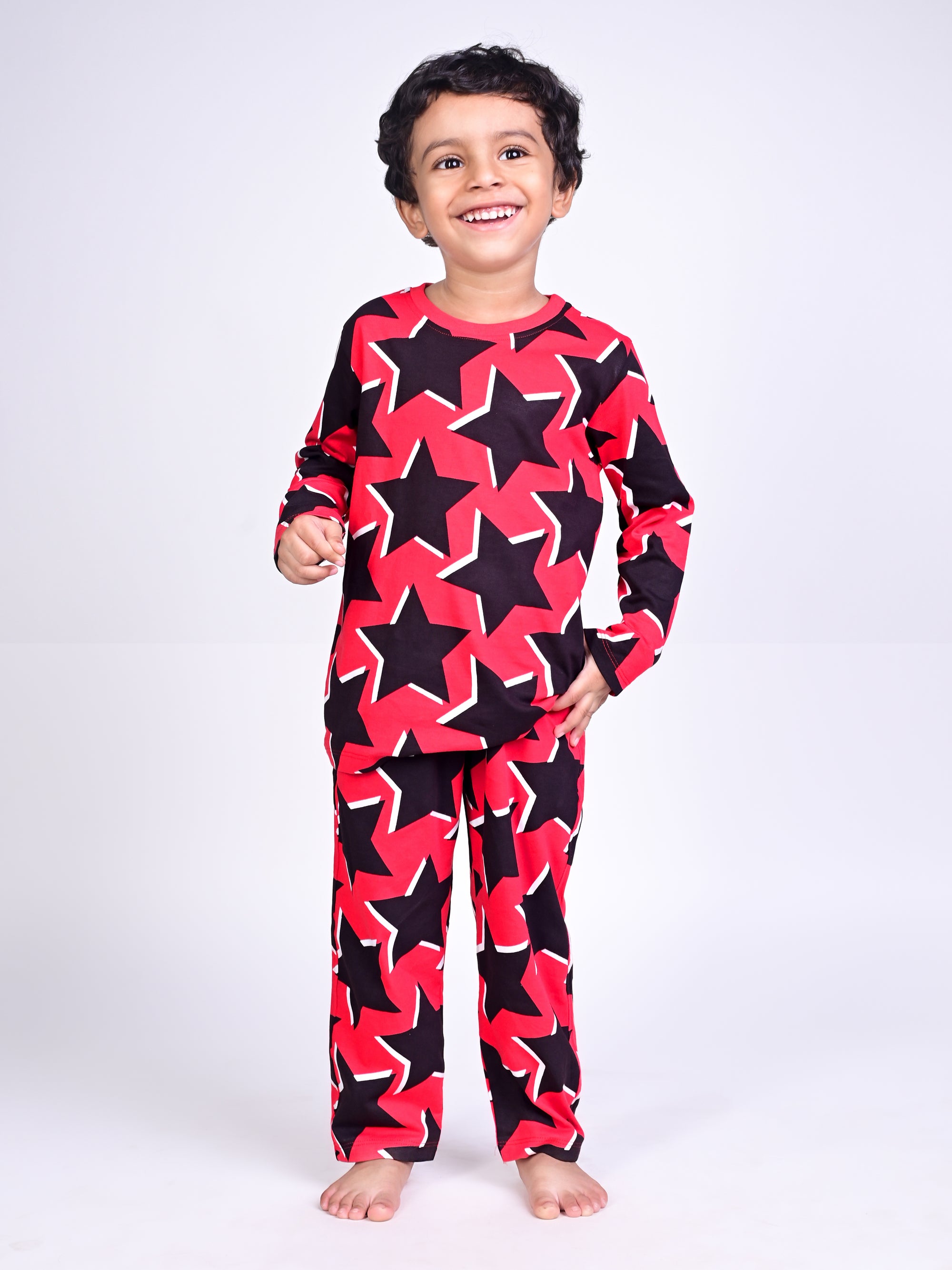 DTD Yellow Color All Over Star Printed Boys Full Sleeve Set B-FS-NS-15&16