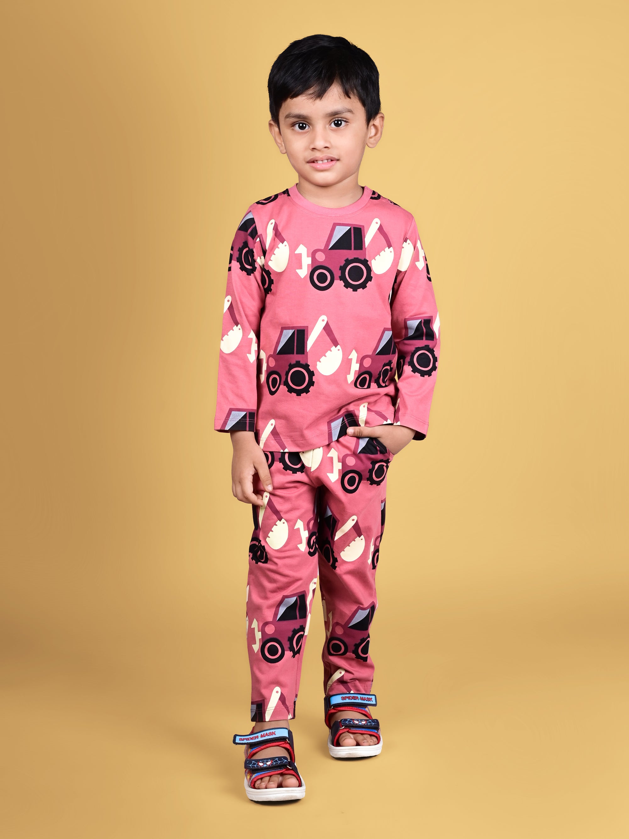 DTD Pure Cotton Full Sleeve All Over Constriction Vehicle  Printed Boys Night Suit B-FS-NS-21&22