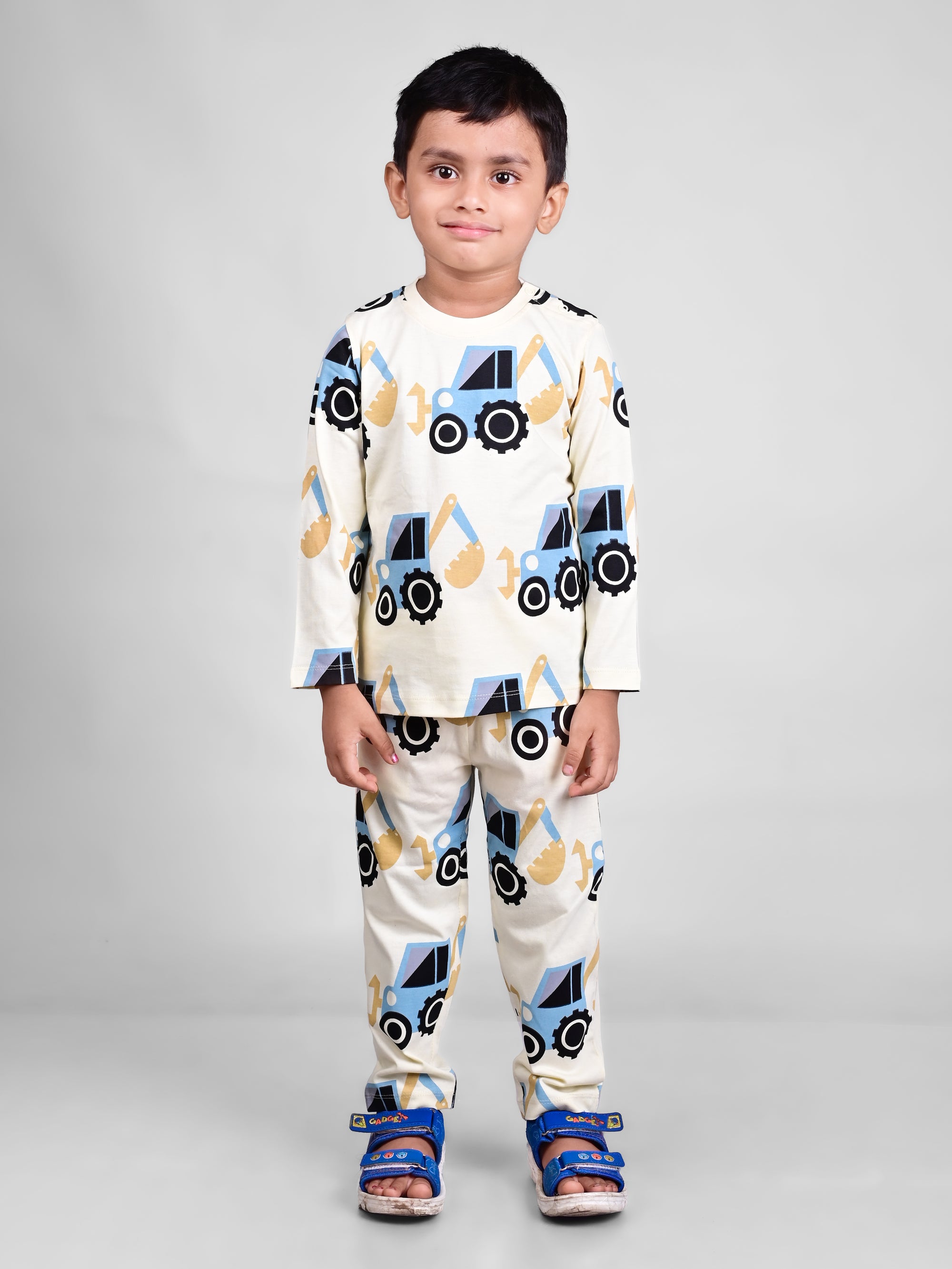 DTD Pure Cotton Full Sleeve All Over Constriction Vehicle  Printed Boys Night Suit B-FS-NS-21&22