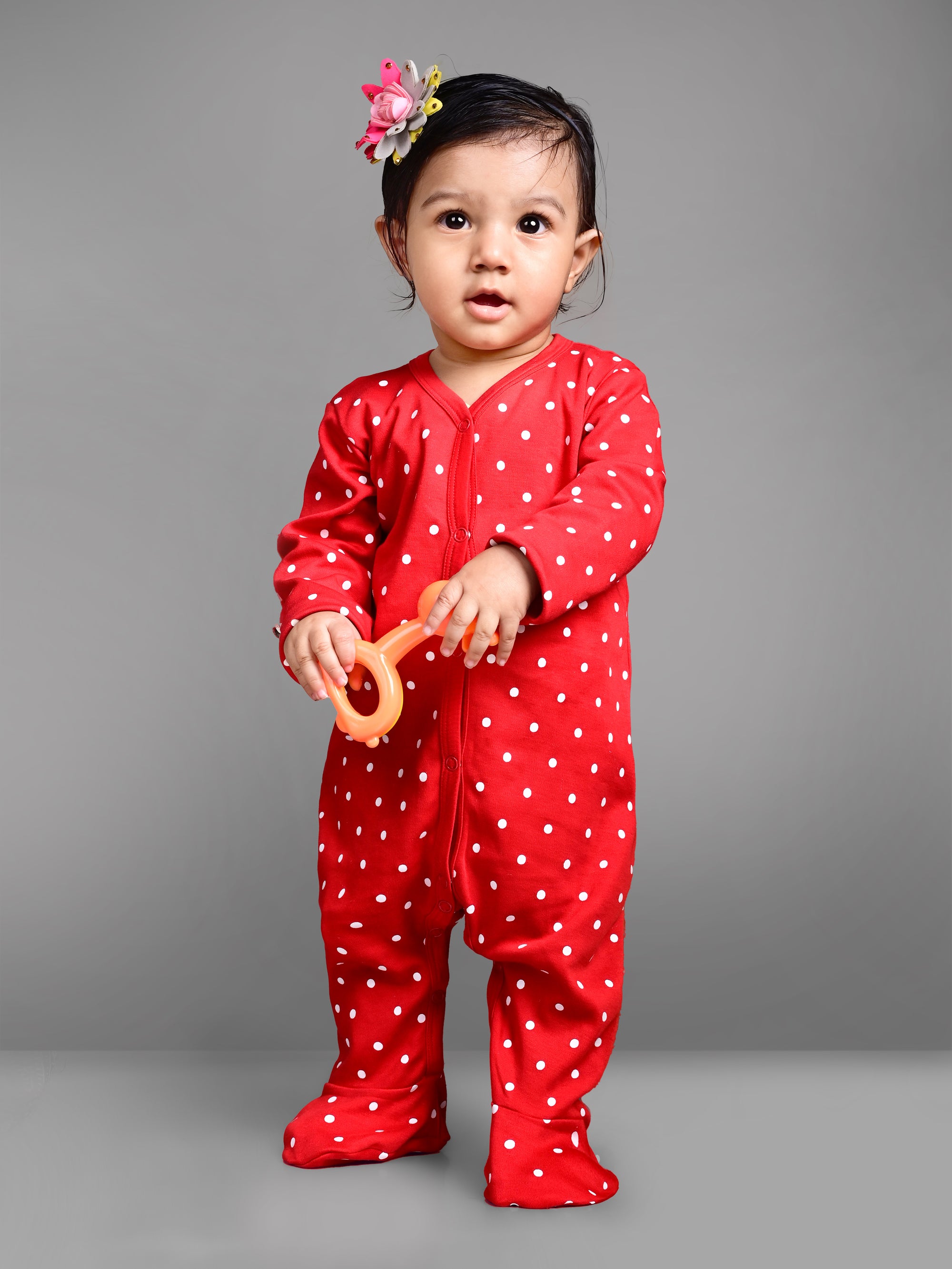 Dear To Dad Pure Cotton Full Sleeve all over Animal Face Printed Front Open Baby Romper G-FS-006C