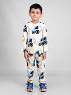 DTD Pure Cotton Full Sleeve All Over Constriction Vehicle  Printed Boys Night Suit B-FS-NS-21&22