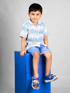 Dear To Dad Pure Cotton Half Sleeve Crochet Fabric Denim Boys Set B-HSD-828