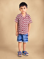 Dear To Dad Pure Cotton Half Sleeve Crochet Fabric Denim Boys Set B-HSD-830