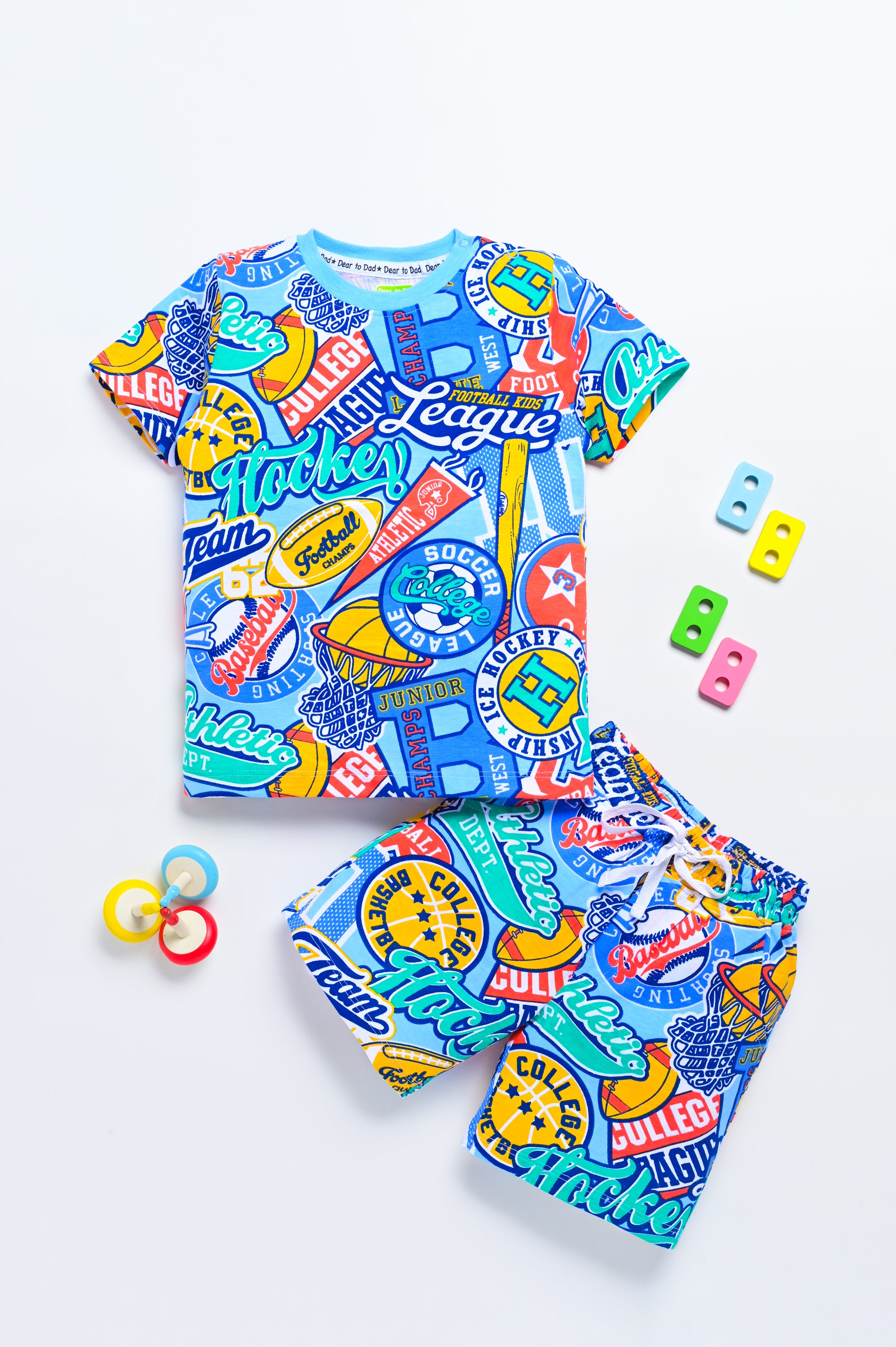 Dear To Dad Pure Cotton AOP Printed Half Sleeve Boys Co-ord Set HS-COS-08