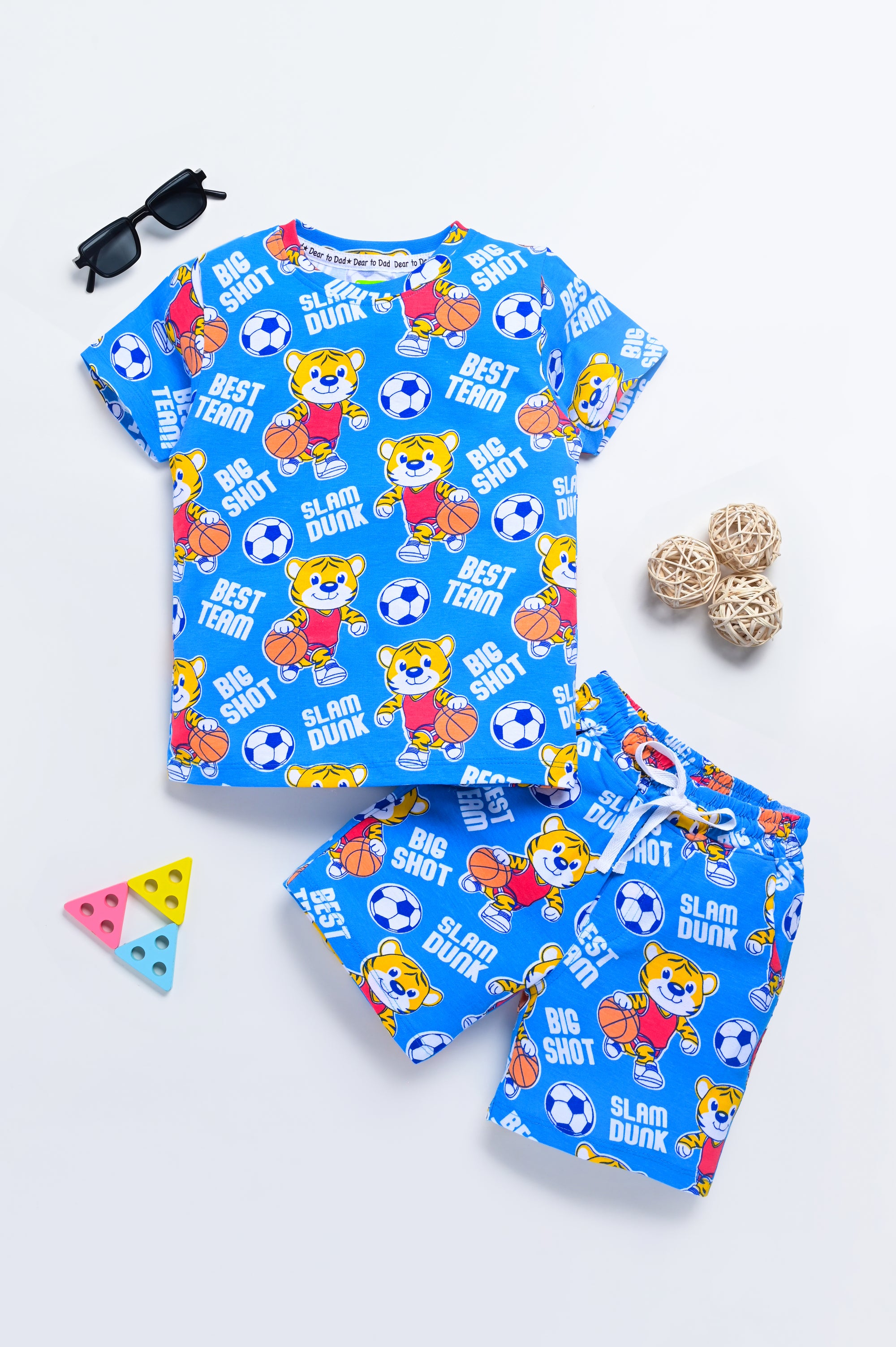 Dear To Dad Pure Cotton AOP Printed Half Sleeve Boys Co-ord Set HS-COS-07