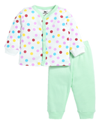 D2D All Over Full Sleeve White Color Front Open Top with Aqua Green Pant G-FO-23_Aqua Green