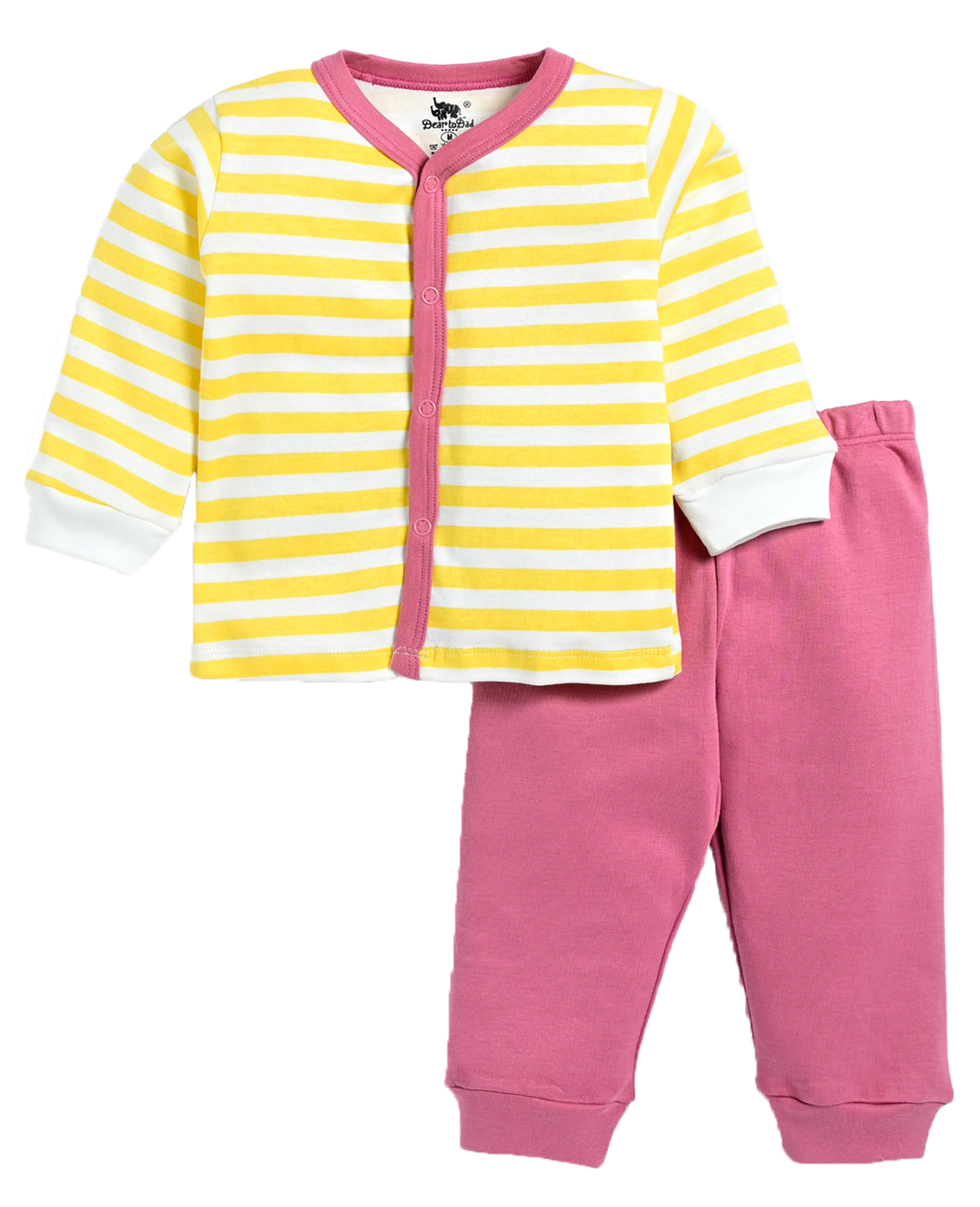 D2D All Over Full Sleeve Yellow Color Front Open Top with Pink Pant G-FO-23_Yellow