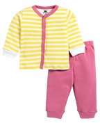 D2D All Over Full Sleeve Yellow Color Front Open Top with Pink Pant G-FO-23_Yellow
