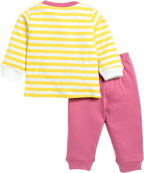 D2D All Over Full Sleeve Yellow Color Front Open Top with Pink Pant G-FO-23_Yellow