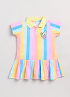 Dear To Dad Pure Cotton Rainbow Printed Half Sleeve Baby Girls Frock GF-KN-231