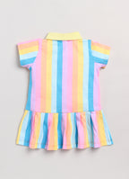 Dear To Dad Pure Cotton Rainbow Printed Half Sleeve Baby Girls Frock GF-KN-231
